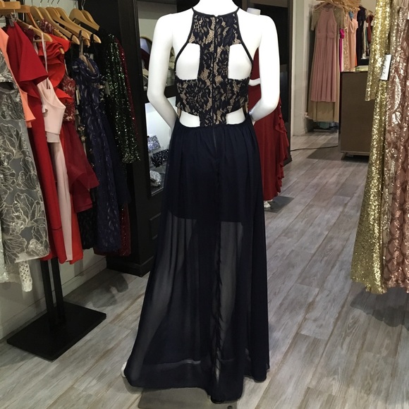 Navy Blue Formal Evening Prom Dress Gown - Picture 2 of 2